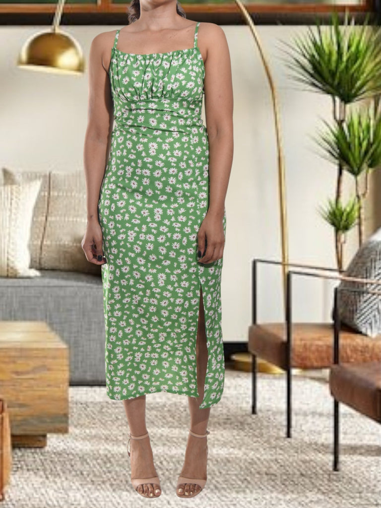 Ladies Green Flower Zip Dress - StylePhase SA