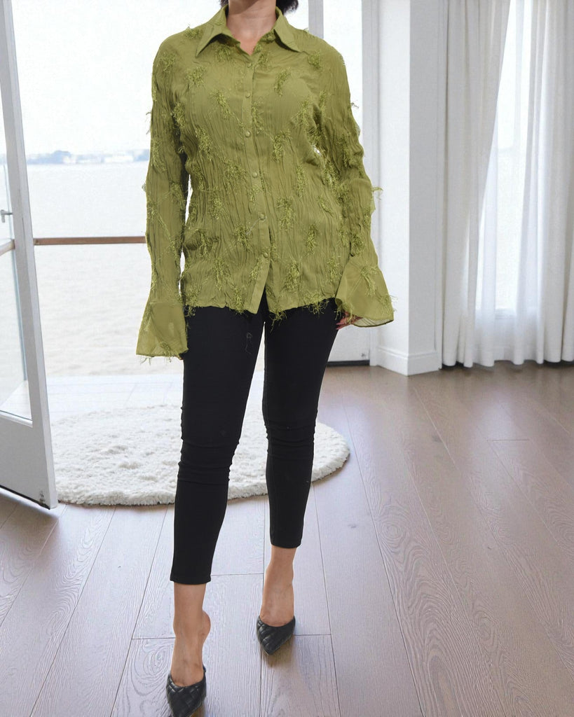 Ladies Green Frill Shirt - StylePhase SA