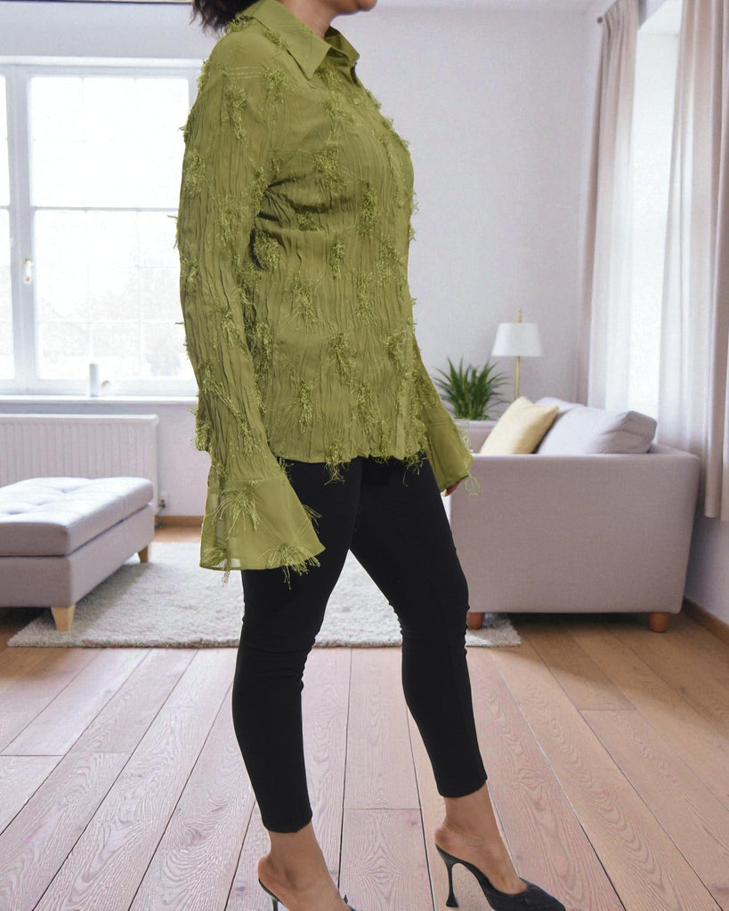 Ladies Green Frill Shirt - StylePhase SA