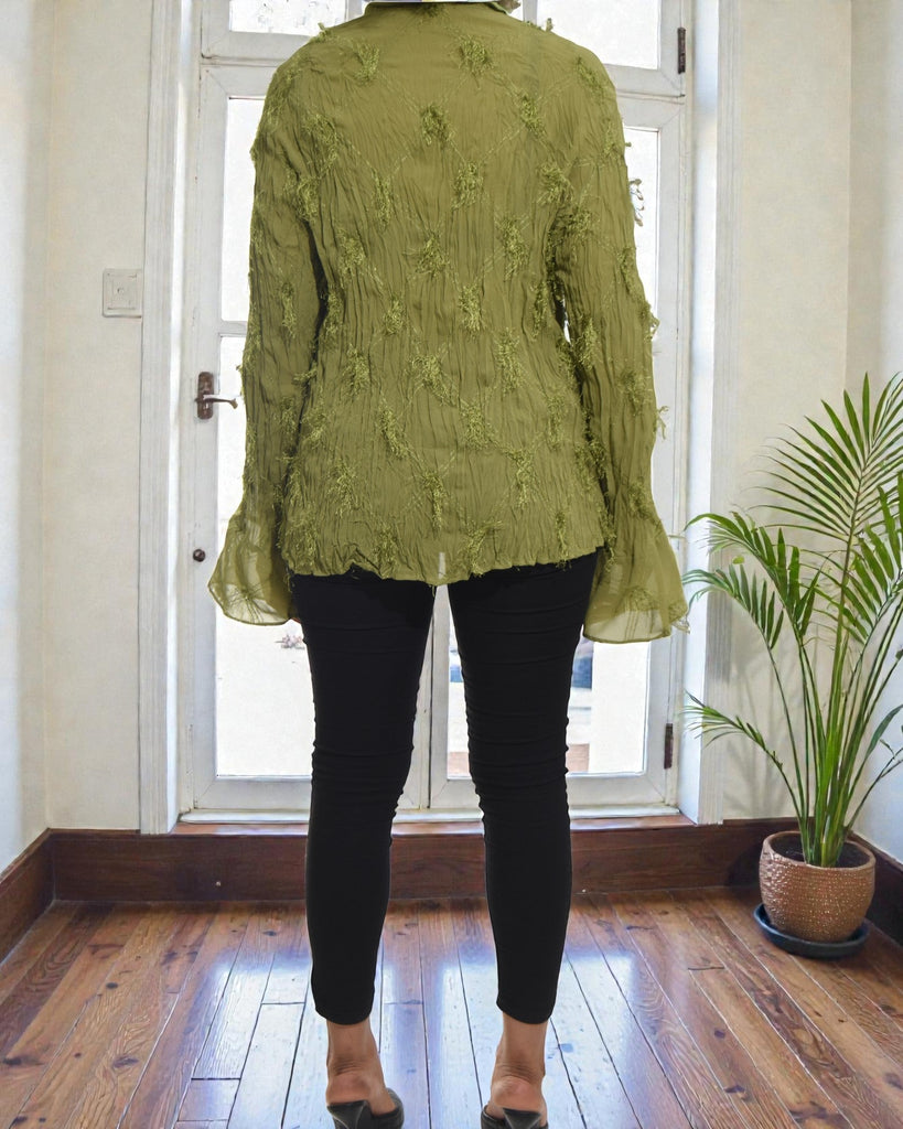 Ladies Green Frill Shirt - StylePhase SA