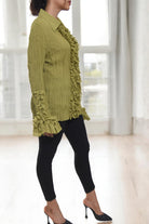 Ladies Green Front Frill Shirt - StylePhase SA