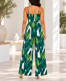 Ladies Green Leaf Print Strappy Jumpsuit - StylePhase SA