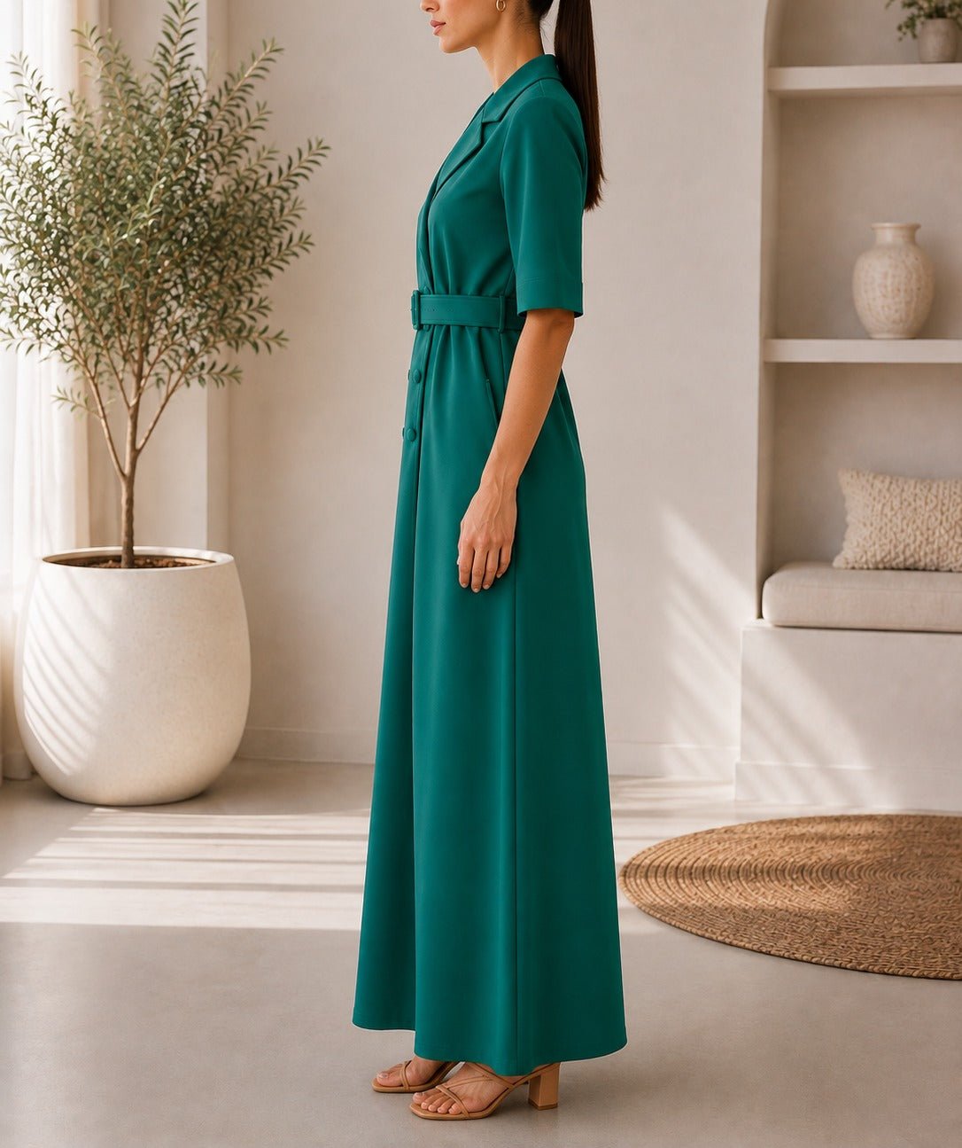 Ladies Green New Feeling Double Breast Dress - StylePhase SA