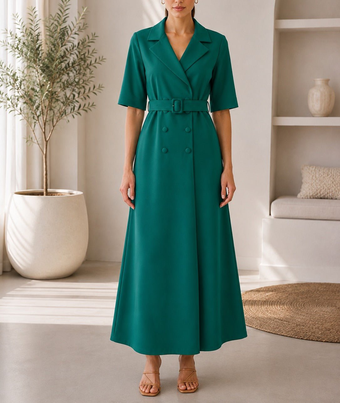 Ladies Green New Feeling Double Breast Dress - StylePhase SA