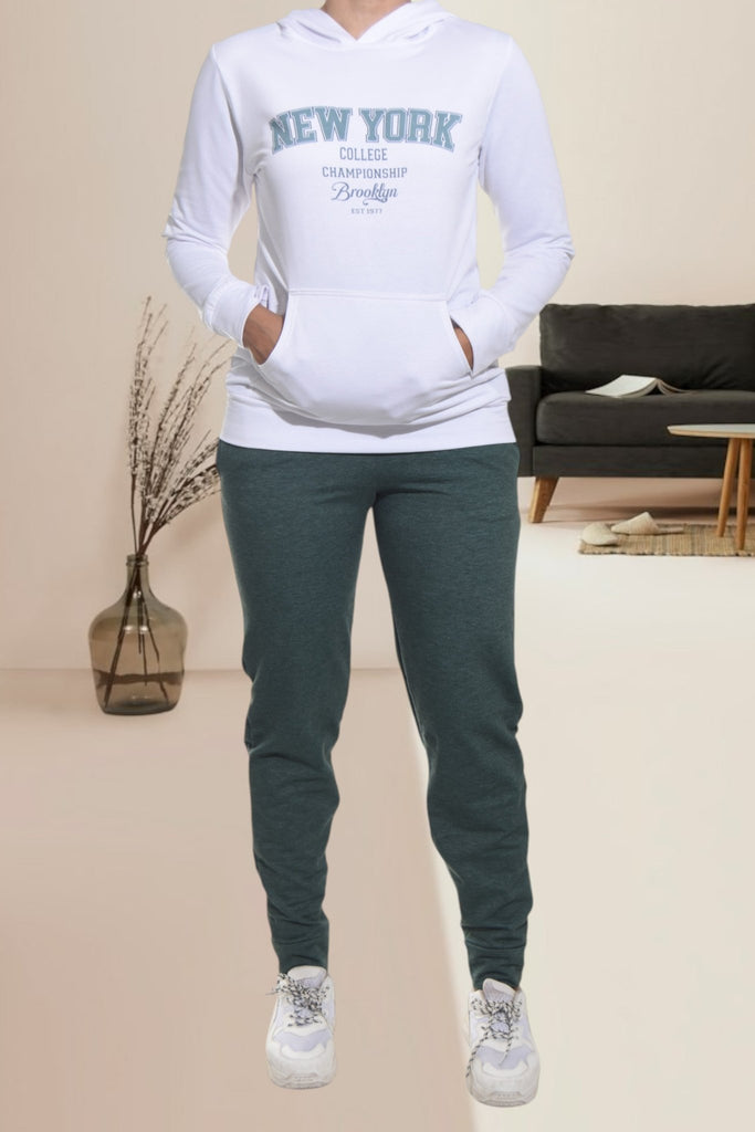 Ladies Green NewYork Printed Tracksuit Set - StylePhase SA