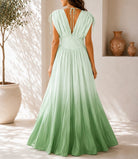 Ladies Green Ombre Deep V-Neckline Tie Back Maxi Dress - StylePhase SA