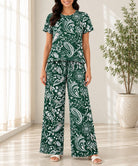 Ladies Green Paisley Print Two-Piece Set - StylePhase SA