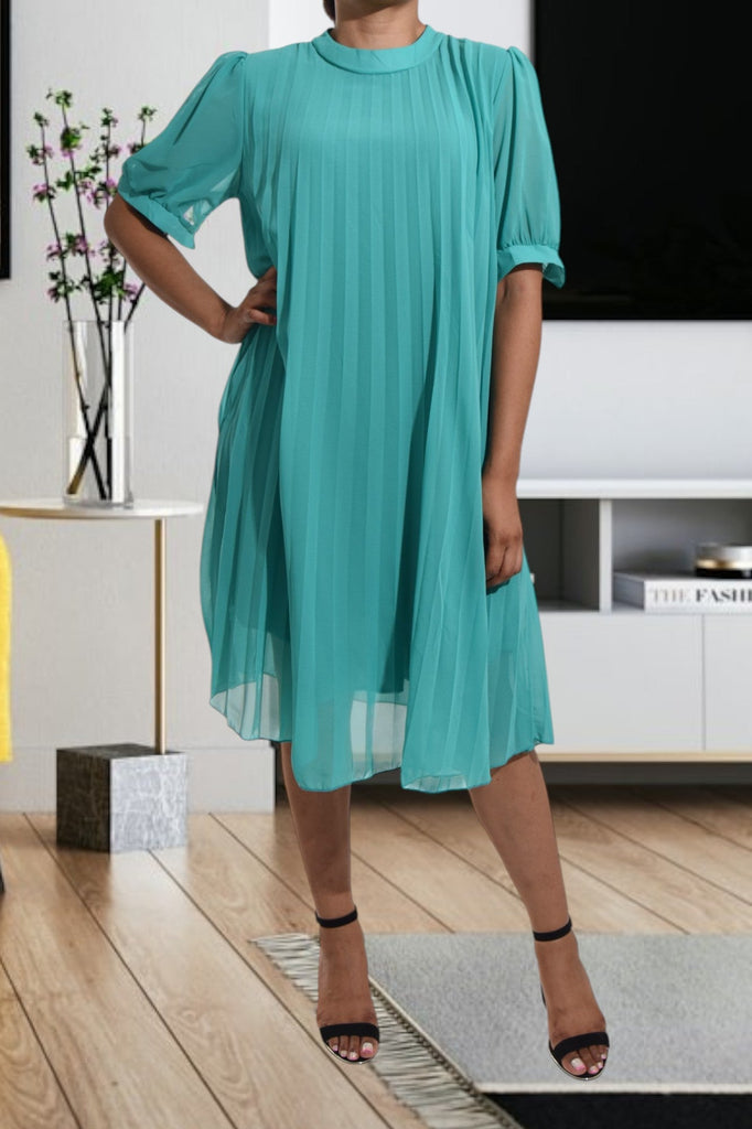 Ladies Green Pleated Dress - StylePhase SA