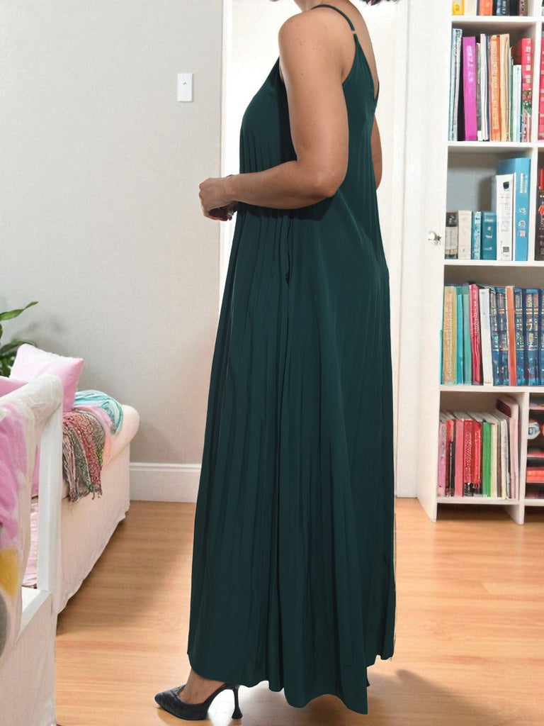 Ladies Green Pleated Pocket Dress - StylePhase SA