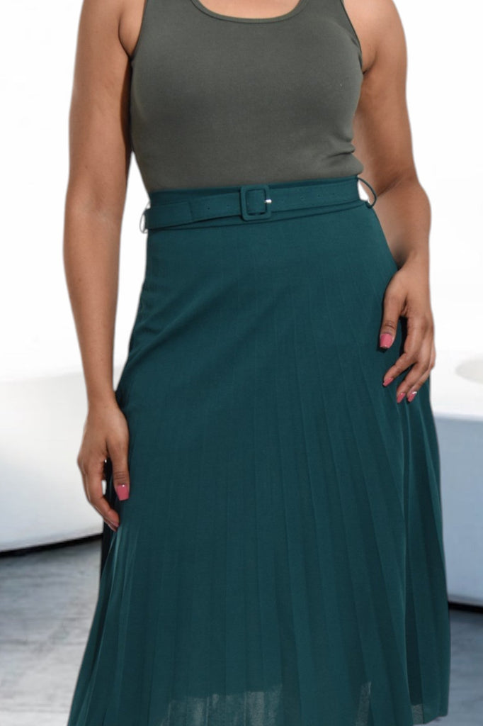 Ladies Green Pleated Skirt - StylePhase SA