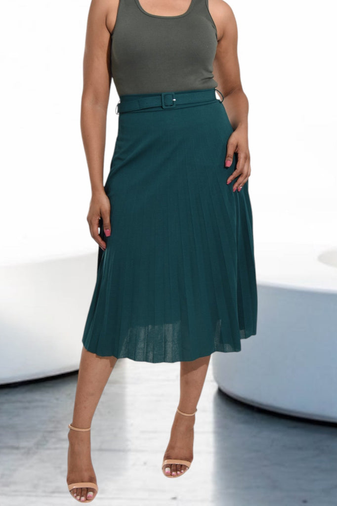 Ladies Green Pleated Skirt - StylePhase SA