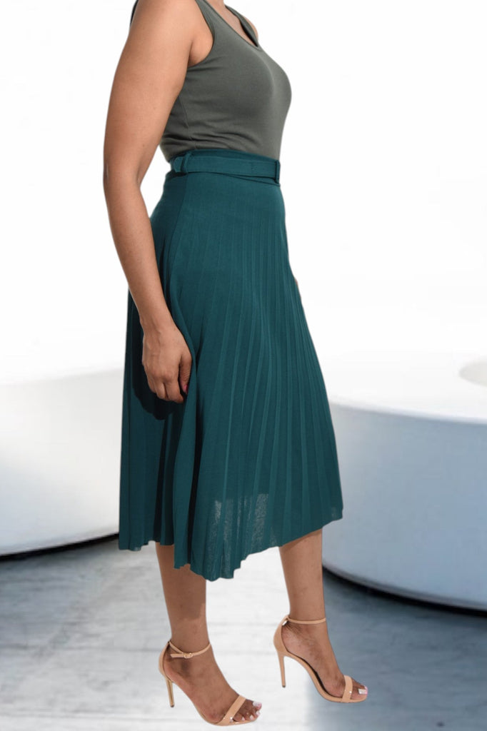 Ladies Green Pleated Skirt - StylePhase SA