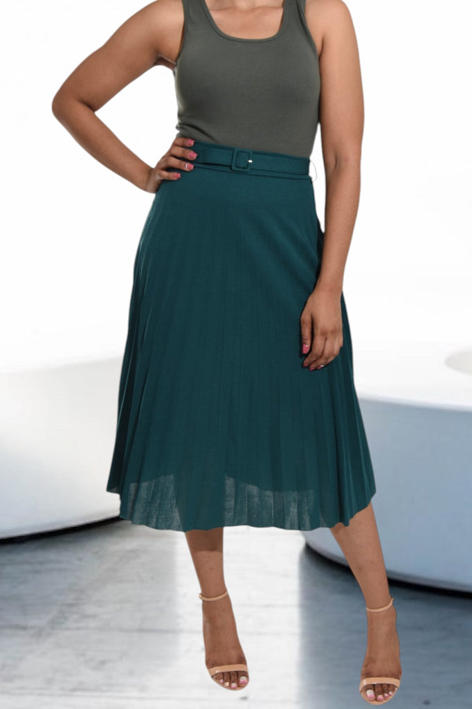 Ladies Green Pleated Skirt - StylePhase SA