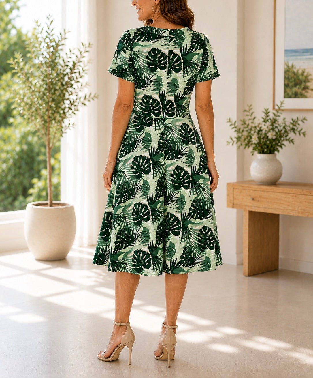 Ladies Green Pocket Floral Dress - StylePhase SA