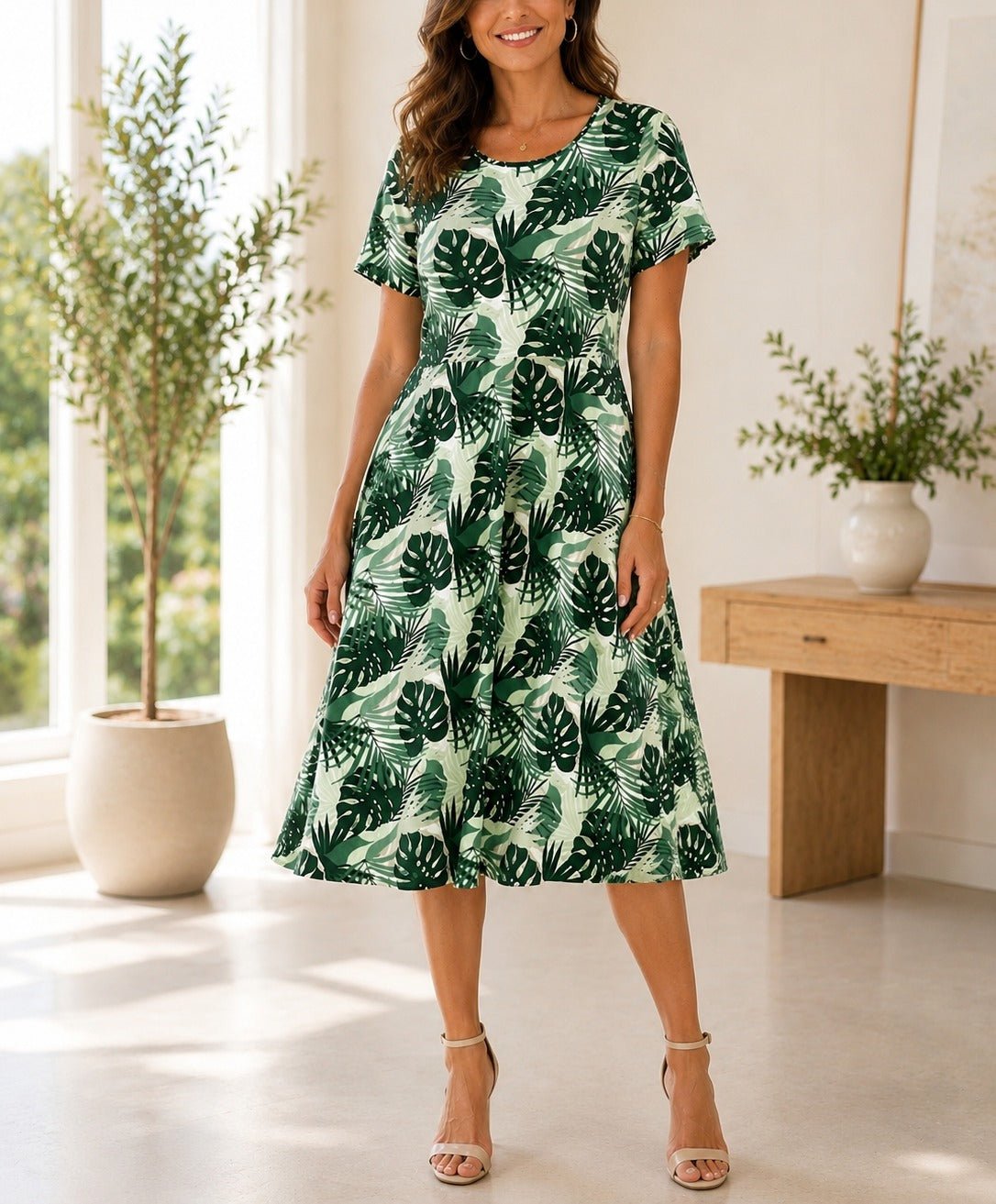 Ladies Green Pocket Floral Dress - StylePhase SA