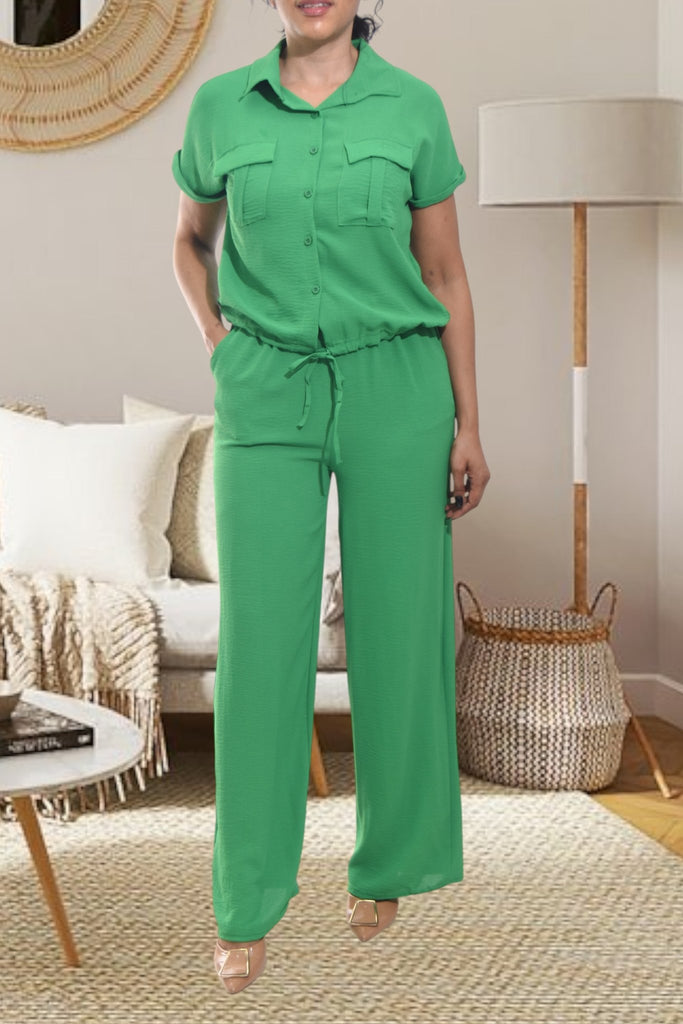 Ladies Green Pocket Two Piece Set - StylePhase SA