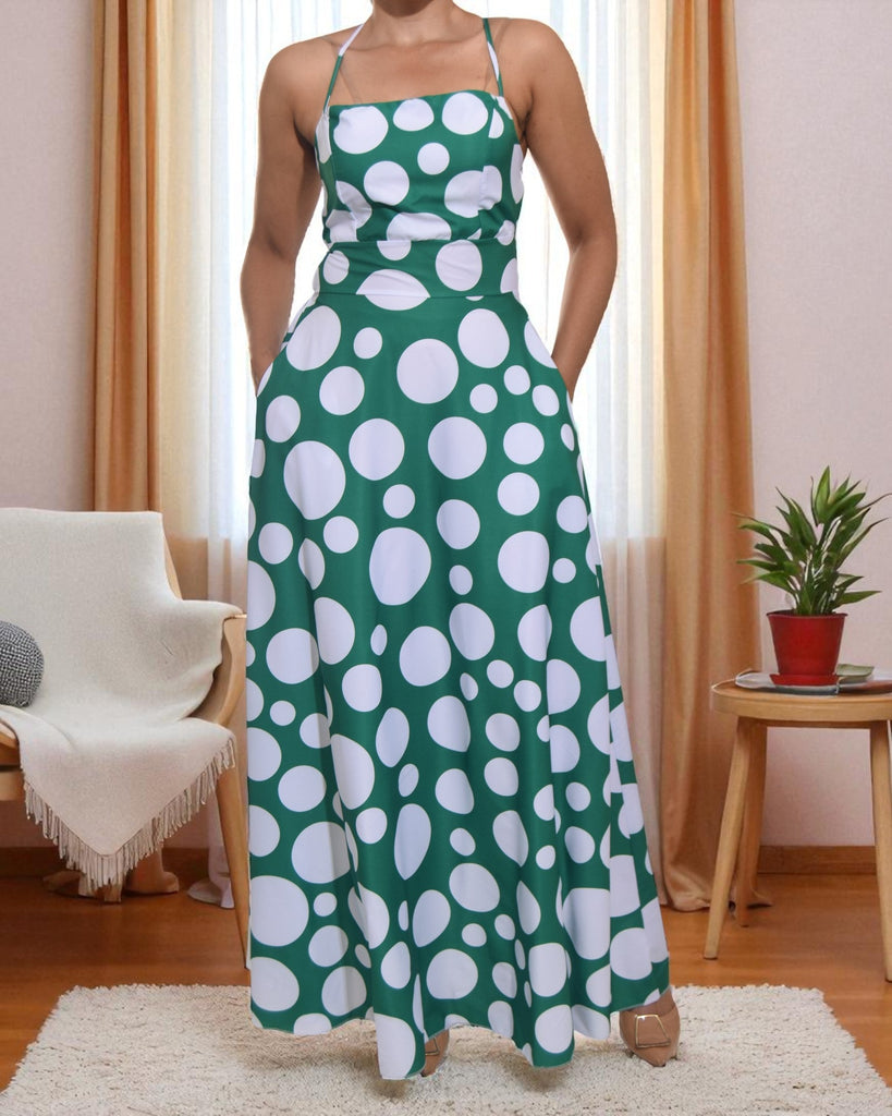 Ladies Green Polka Dot Pocket Dress - StylePhase SA