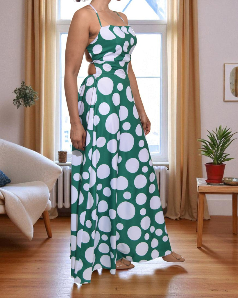 Ladies Green Polka Dot Pocket Dress - StylePhase SA