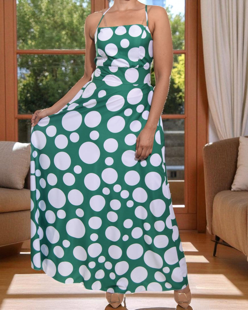 Ladies Green Polka Dot Pocket Dress - StylePhase SA