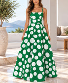 Ladies Green Polka Dot Tie Back Dress - StylePhase SA