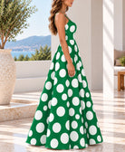 Ladies Green Polka Dot Tie Back Dress - StylePhase SA