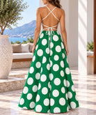 Ladies Green Polka Dot Tie Back Dress - StylePhase SA