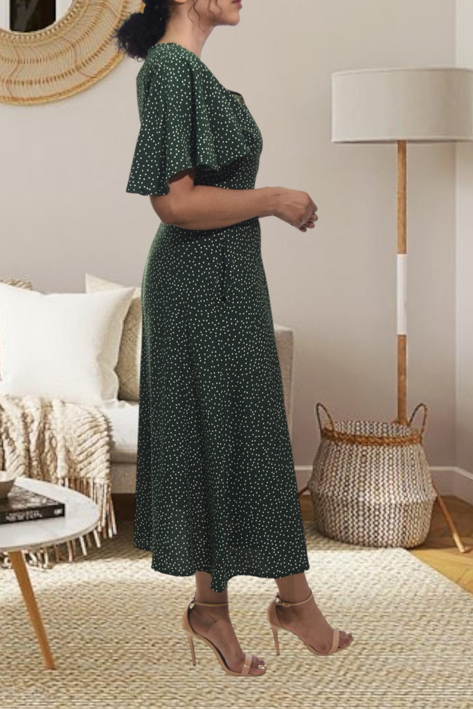 Ladies Green Polka Dot Wrap Dress - StylePhase SA