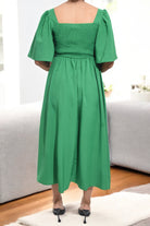 Ladies Green Puff Sleeve Fit & Flare Maxi Dress - StylePhase SA