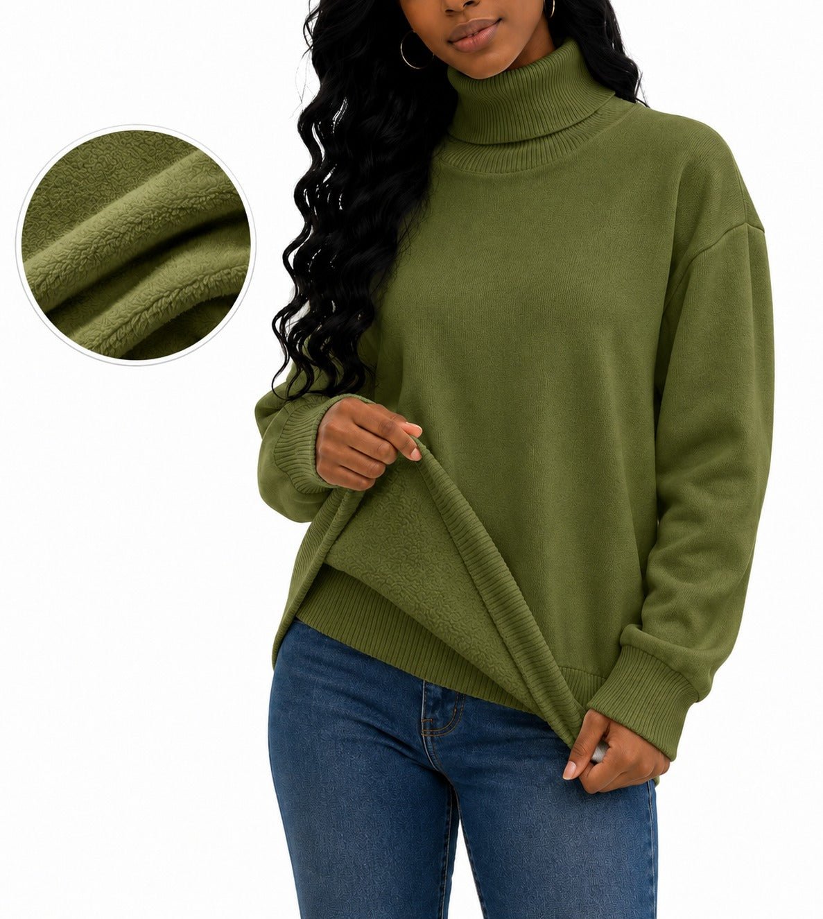 Ladies Green Rib Polo Neck Jersey - StylePhase SA