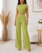 Ladies Green Ruched Two Piece Set - StylePhase SA