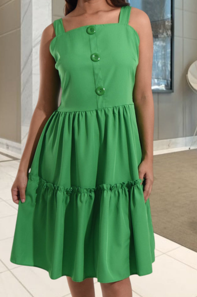 Ladies Green Ruffle Mini Dress - StylePhase SA