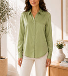 Ladies Green Satin Shirt-New Feeling - StylePhase SA