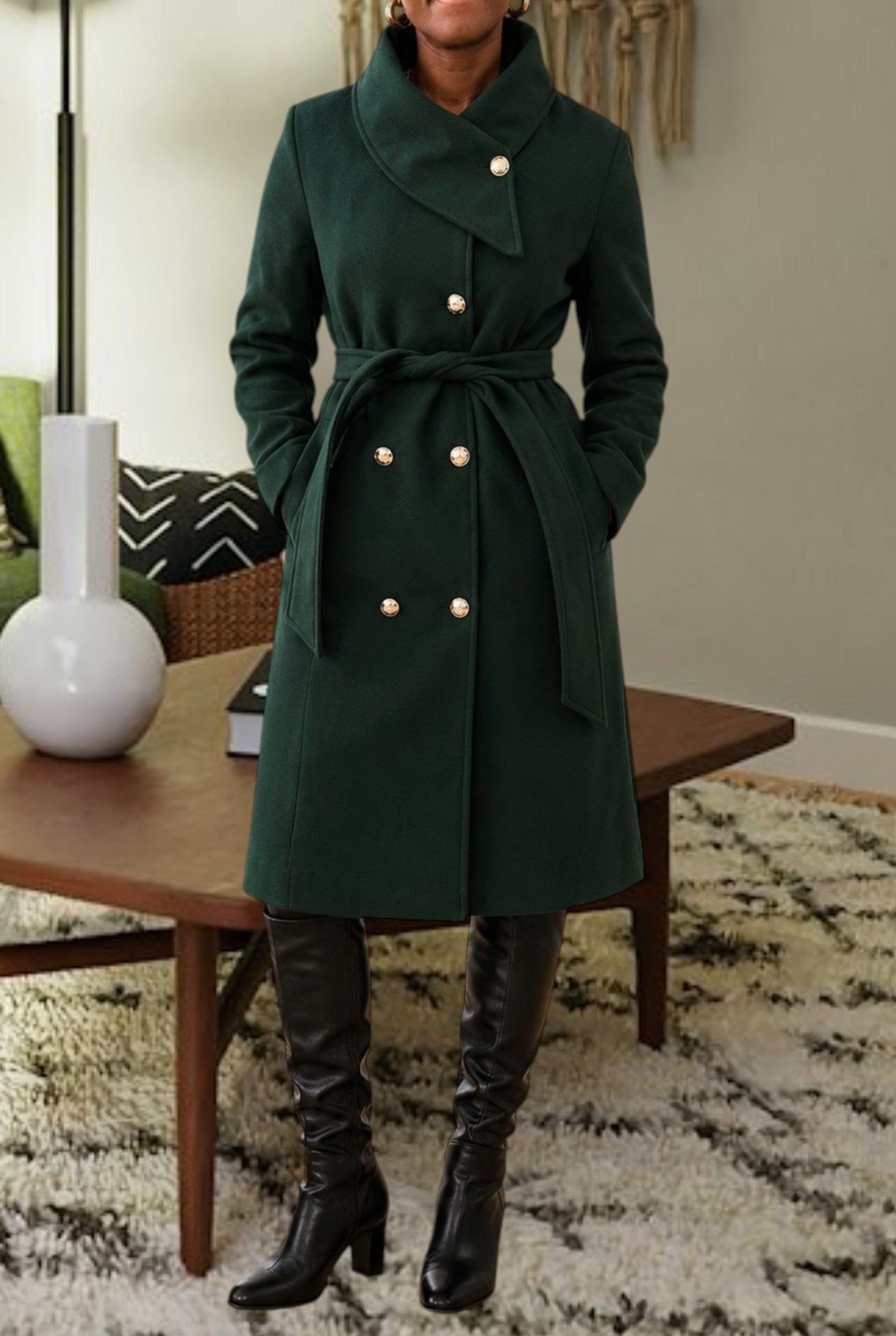 Ladies Green Side Collar Coat - StylePhase SA