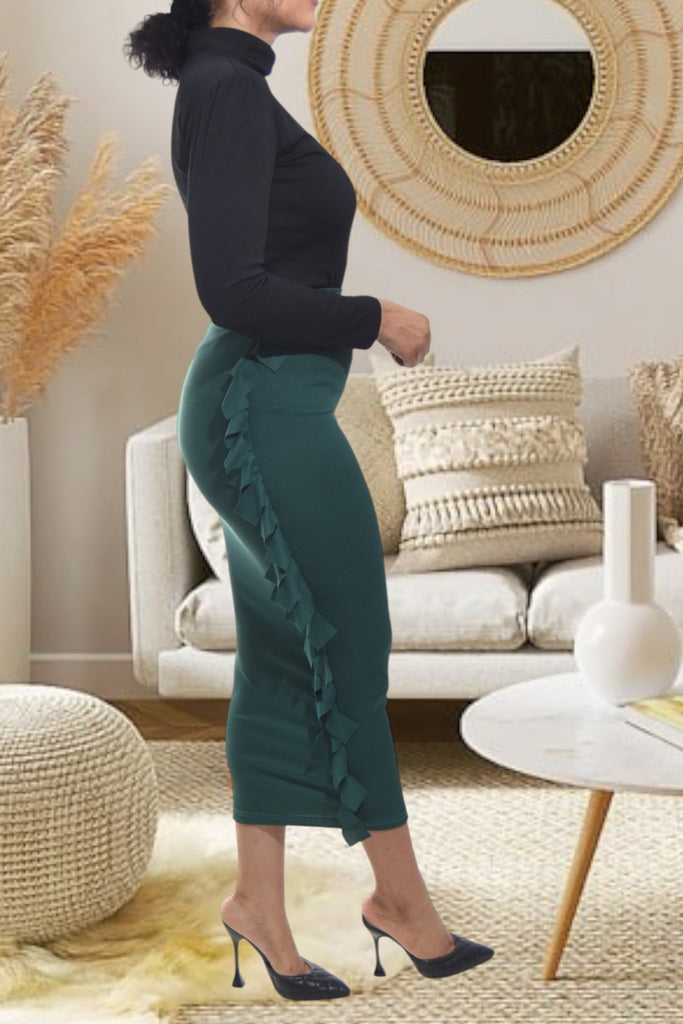 Ladies Green Side Fringe Skirt - StylePhase SA