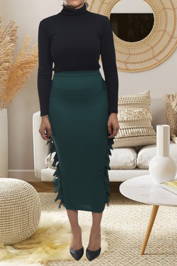 Ladies Green Side Fringe Skirt - StylePhase SA
