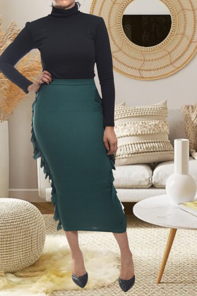 Ladies Green Side Fringe Skirt - StylePhase SA