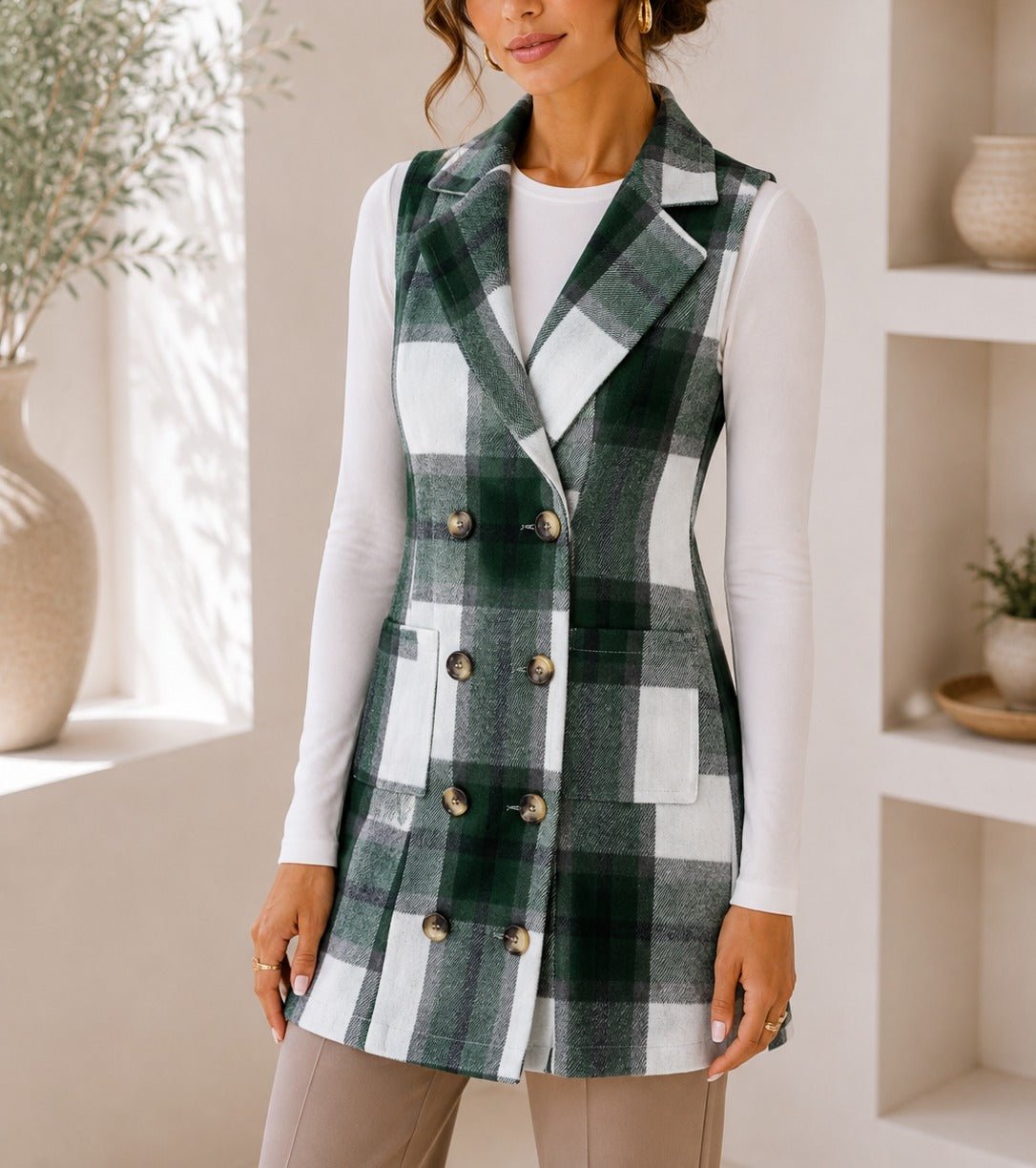Ladies Green Sleeveless Melton Shacket - StylePhase SA