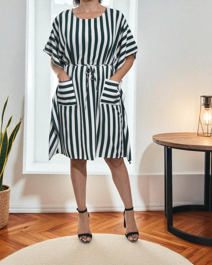 Ladies Green Stripe Pocket Dress - StylePhase SA