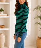 Ladies Green Stripe Turtle Neck Jersey - StylePhase SA