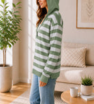 Ladies Green Striped Hoody Top - StylePhase SA