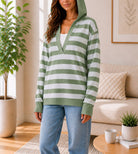 Ladies Green Striped Hoody Top - StylePhase SA
