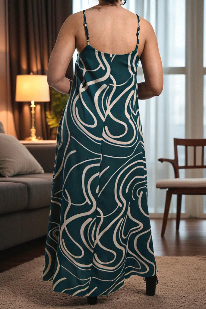 Ladies Green Swirl Print Pocket Dress - StylePhase SA
