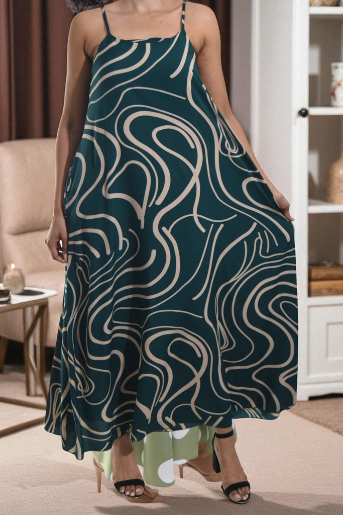Ladies Green Swirl Print Pocket Dress - StylePhase SA