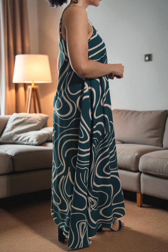 Ladies Green Swirl Print Pocket Dress - StylePhase SA