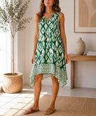Ladies Green Tassel Tie Midi Dress - StylePhase SA