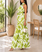 Ladies Green Tie Back Maxi Dress - StylePhase SA