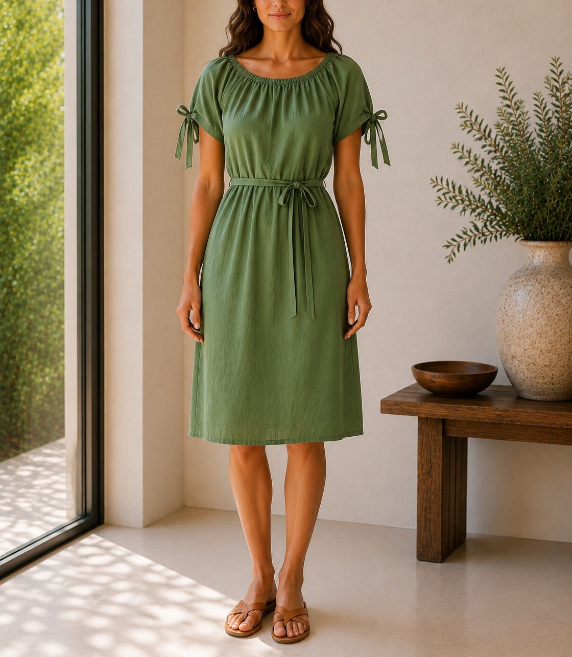 Ladies Green Tunic Tie Dress - StylePhase SA