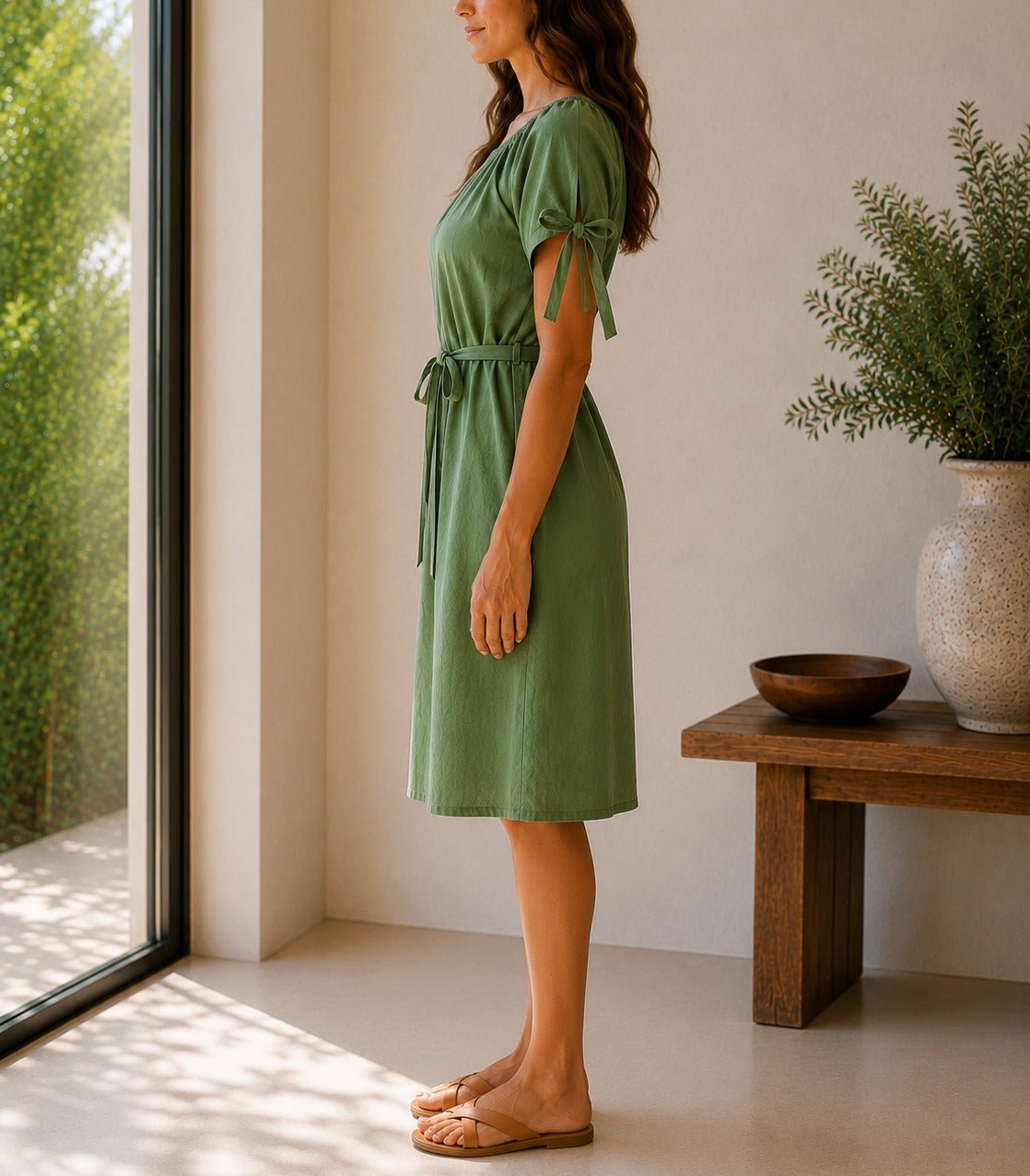 Ladies Green Tunic Tie Dress - StylePhase SA