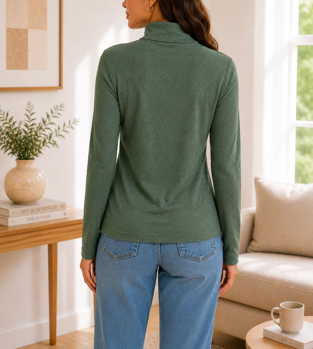 Ladies Green Turtle Neck Top - StylePhase SA