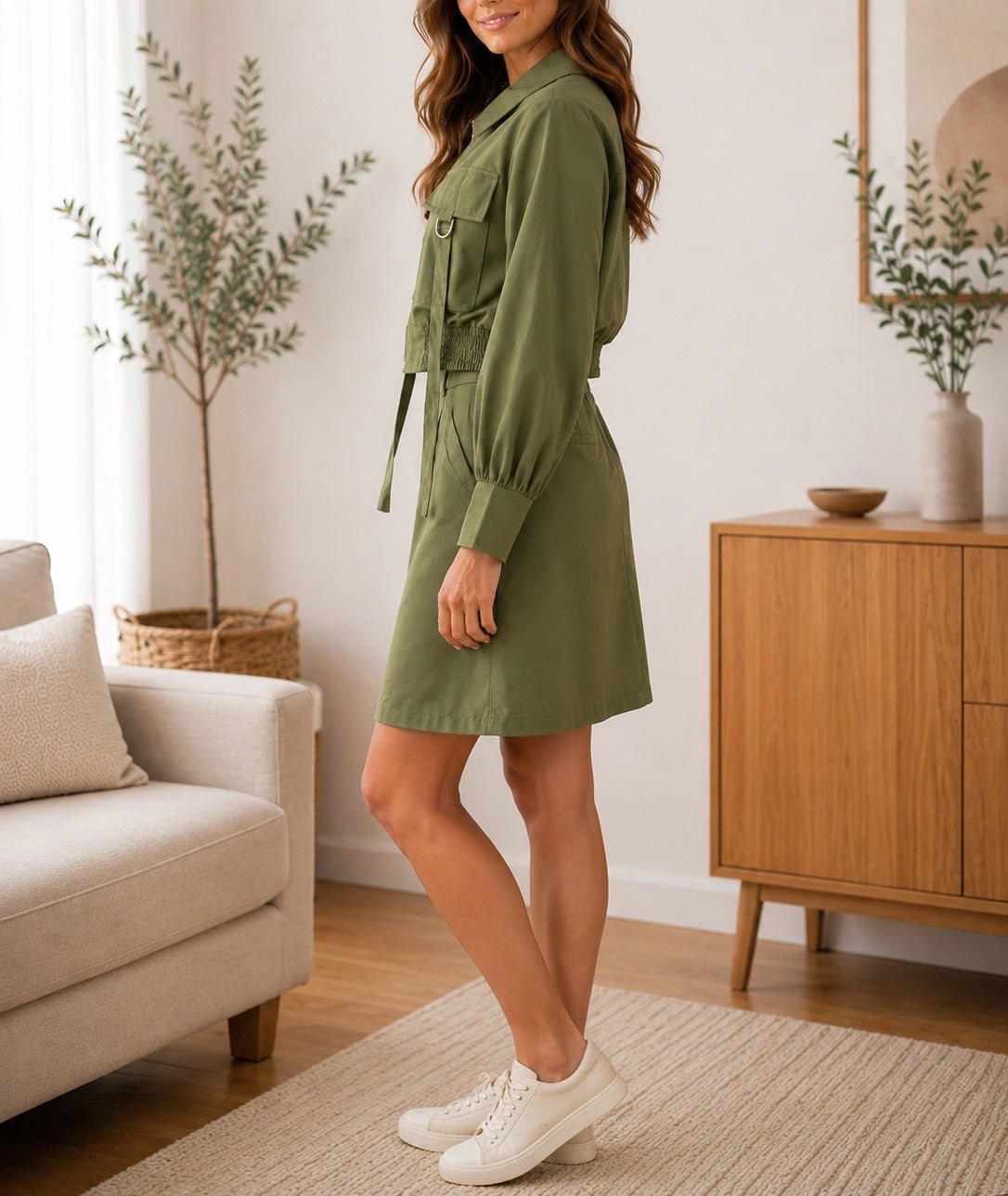Ladies Green Zip Two Piece Set - StylePhase SA